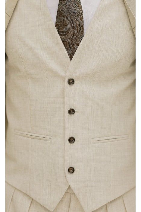 Beigefarbener Bräutigamanzug mit Karo-Muster 75.26.690A Beigefarbener Bräutigamanzug mit Karo-Muster 75.26.690A