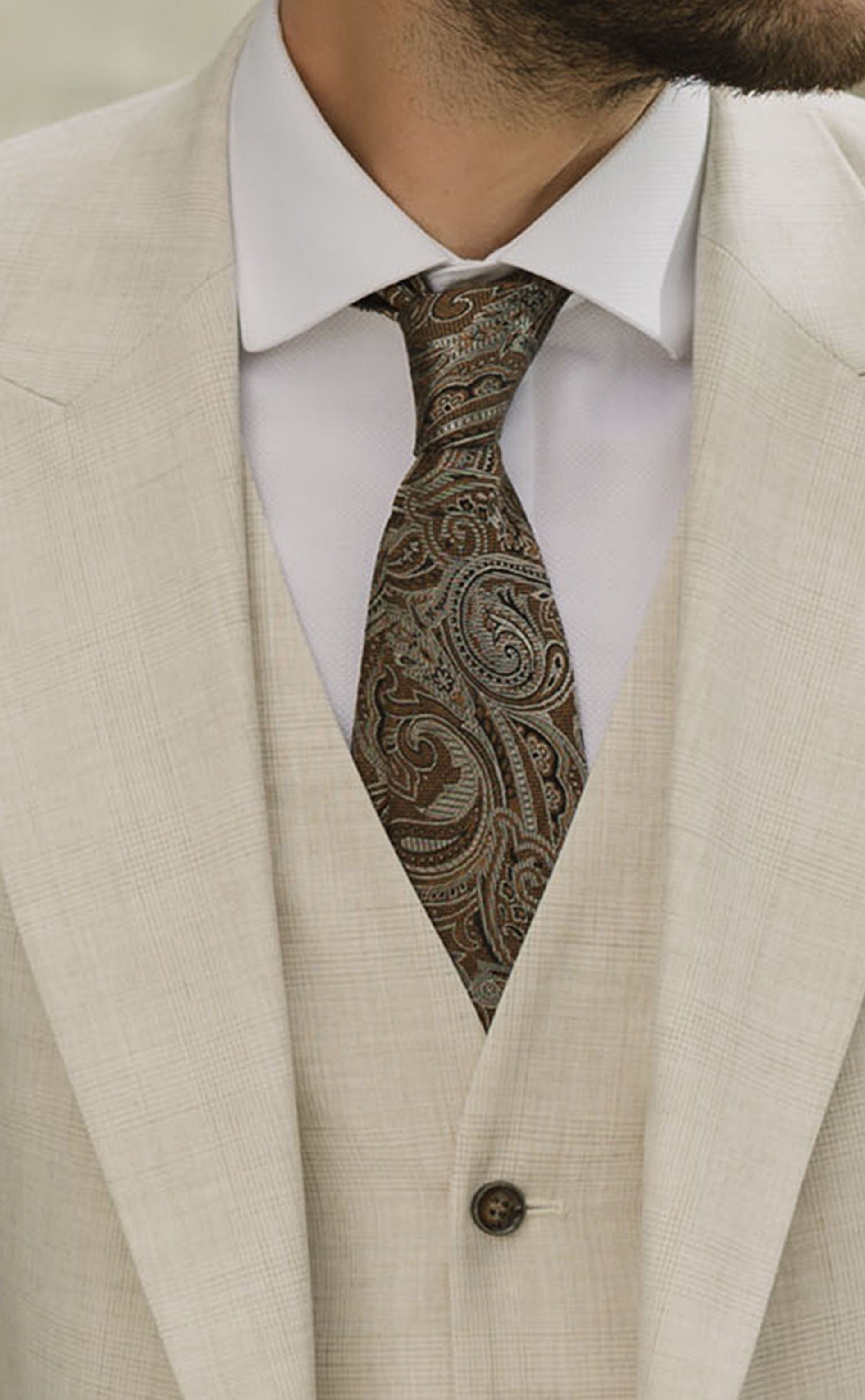 Checked Beige Groom Suit 75.26.690A