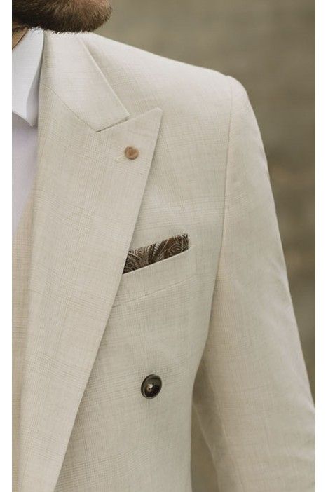 Beigefarbener Bräutigamanzug mit Karo-Muster 75.26.690A Beigefarbener Bräutigamanzug mit Karo-Muster 75.26.690A