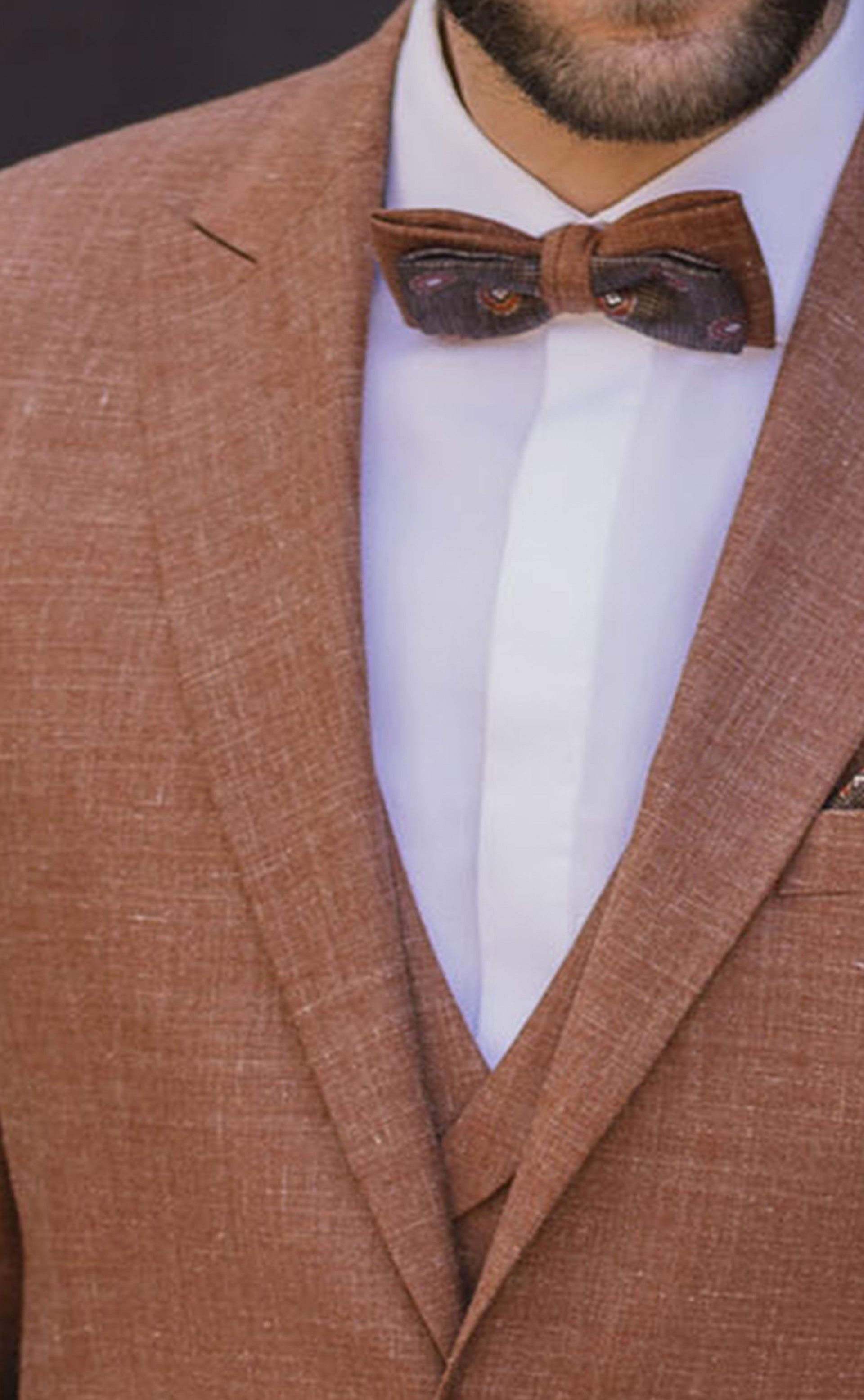 Terrakottafarbener Bräutigamanzug aus Wolle und Seide ? Stoff Zignone 78.26.760