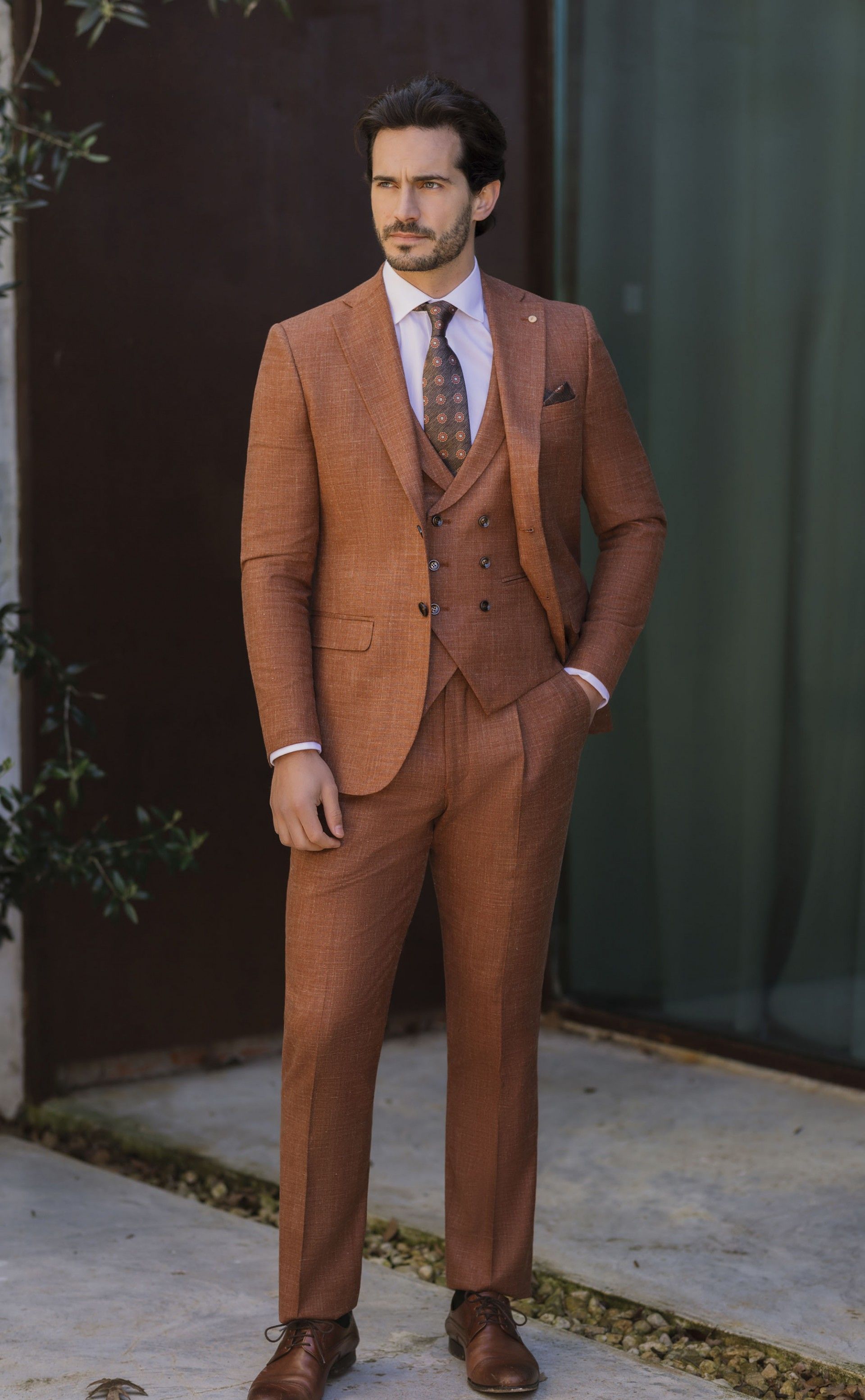 Terracotta Wool and Silk Groom Suit ? Zignone Fabric 78.26.760A