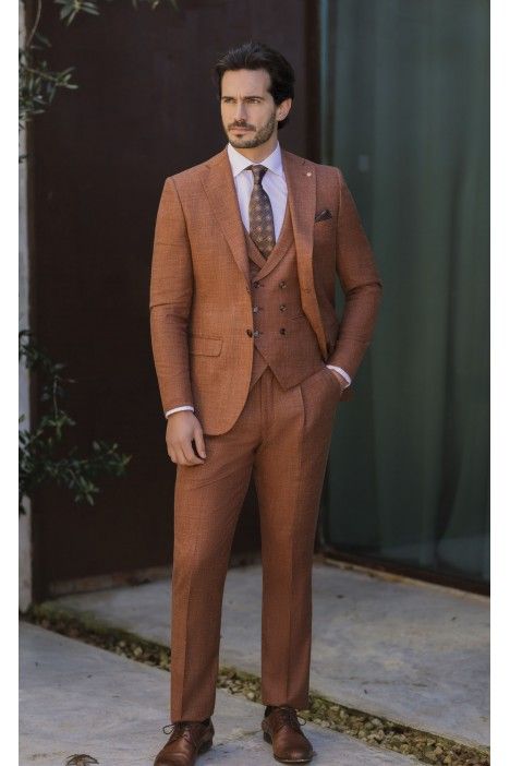 Terracotta Wool and Silk Groom Suit ? Zignone Fabric 78.26.760A