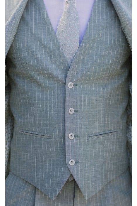 Hellgrüner Bräutigamanzug aus Wolle und Baumwolle mit Streifen 84.26.890 Hellgrüner Bräutigamanzug aus Wolle und Baumwolle mit Streifen 84.26.890