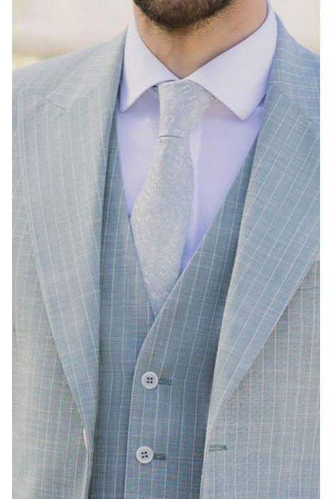 Hellgrüner Bräutigamanzug aus Wolle und Baumwolle mit Streifen 84.26.890 Hellgrüner Bräutigamanzug aus Wolle und Baumwolle mit Streifen 84.26.890