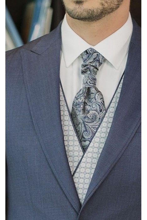 Greyish Blue Wool Groom Suit with Micro Pattern ? Zignone Fabric 105.26.321