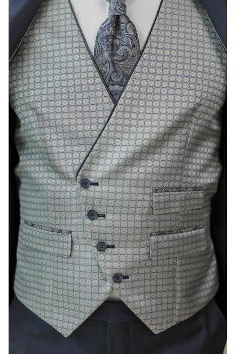 Greyish Blue Wool Groom Suit with Micro Pattern ? Zignone Fabric 105.26.321