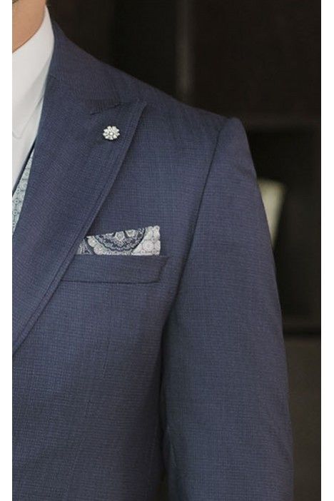 Greyish Blue Wool Groom Suit with Micro Pattern ? Zignone Fabric 105.26.321