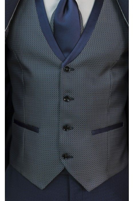 Blue Wool Groom Suit with Micro Pattern ? Zignone Fabric 108.26.311 Blue Wool Groom Suit with Micro Pattern ? Zignone Fabric 108.26.311