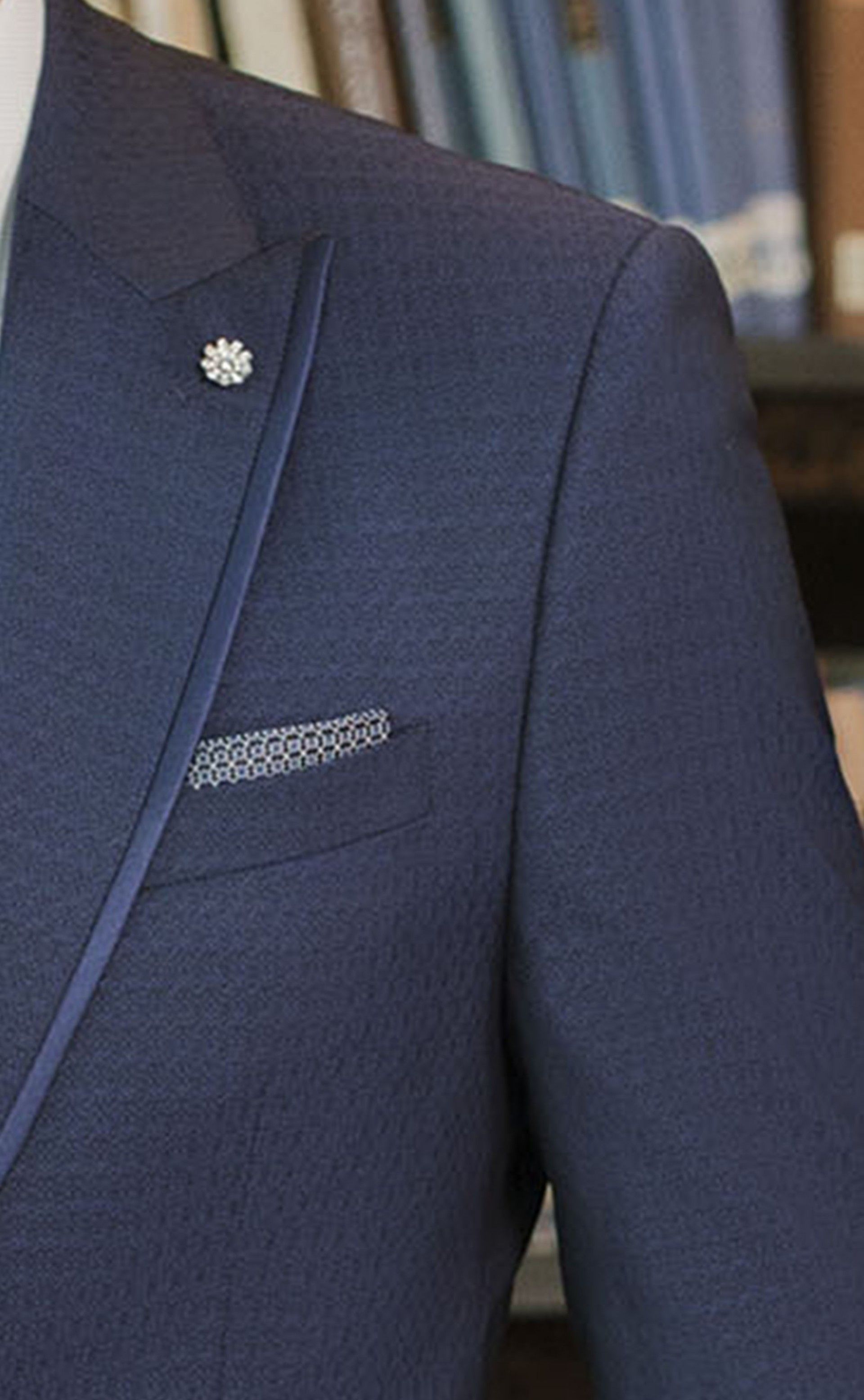 Traje de novio azul de lana con microdibujo ? Tejido Zignone 108.26.311