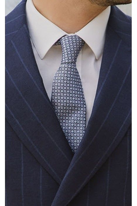 Groom Suit in Wool and Linen Blue Stripe ? Anglico Fabric 02.26.310A