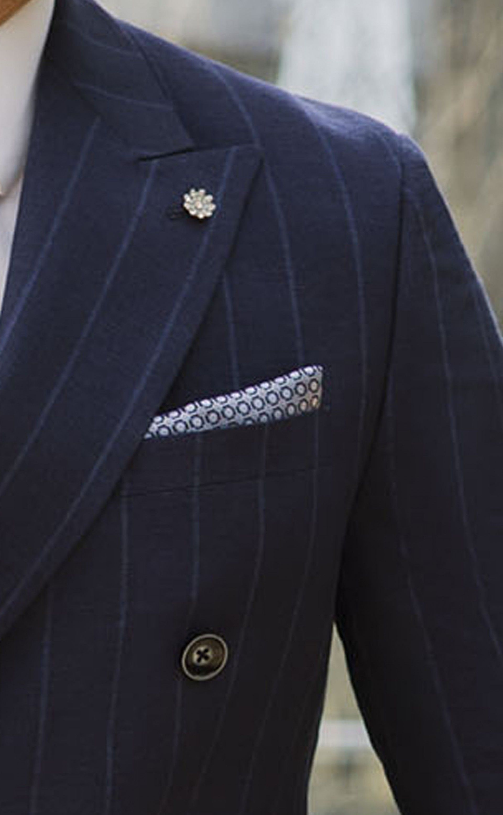 Traje de novio en lana y lino azul con rayas ? Tejido Angélico 02.26.310A